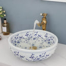 Blue & white porcelain basin set with pop drain – bathroom sink