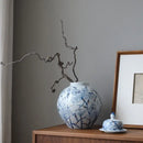 DecorBites™ Blue and White Porcelain Ceramic Vase for Stylish Home Decor