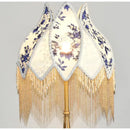 DecorBites™ Blue & White Porcelain Floral Lampshade with Pearl Tassel