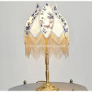 DecorBites™ Blue & White Porcelain Floral Lampshade with Pearl Tassel