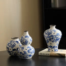 Blue & white porcelain gourd teapot vase living room decor