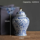 DecorBites™ Blue & White Porcelain Jar with Gold Plating - Ceramic Storage & Desk Decor
