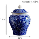 DecorBites™ Blue & White Porcelain Tea Canister | Ceramic Sealed Caddy Jar