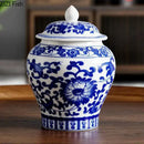 DecorBites™ Blue & White Porcelain Tea Canister | Ceramic Sealed Caddy Jar