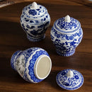 DecorBites™ Blue & White Porcelain Tea Canister | Ceramic Sealed Caddy Jar