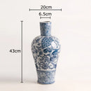 Blue & white porcelain vase living room floral bird decor