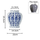 DecorBites™ Blue & White Porcelain Vase Desk Decor with Artificial Flowers