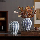 DecorBites™ Blue & White Porcelain Vase Desk Decor with Artificial Flowers
