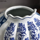 DecorBites™ Blue & White Porcelain Vase Desk Decor with Artificial Flowers
