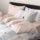 Blue & white striped embroidered kiss me duvet cover set bedroom