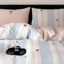Blue & white striped embroidered kiss me duvet cover set bedroom