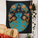 DecorBites™ Blue Witches Botanical Tapestry Wall Hanging for Home Room Decor and Aesthetic Magic