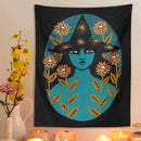 DecorBites™ Blue Witches Botanical Tapestry Wall Hanging for Home Room Decor and Aesthetic Magic