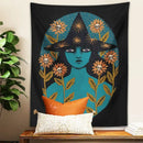 DecorBites™ Blue Witches Botanical Tapestry Wall Hanging for Home Room Decor and Aesthetic Magic