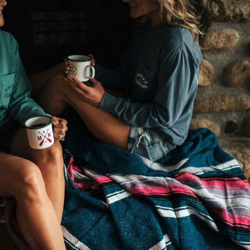 Aegean Blue & Pink Baja Diamond Blanket