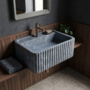 Bluestone Marble Fluted Wall-Mount Block Sink - 24"x16"x12" - Honed