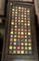 Handmade Tiles Inset Carved Solid Wood Frame Eclectic Coffee Table