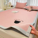 Blush pink diamond jacquard cooling bed sheet set bedroom