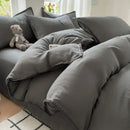 Blush pink & gray cotton bedding set bedroom zigzag stitch cover