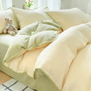 Blush pink & gray cotton bedding set bedroom zigzag stitch cover