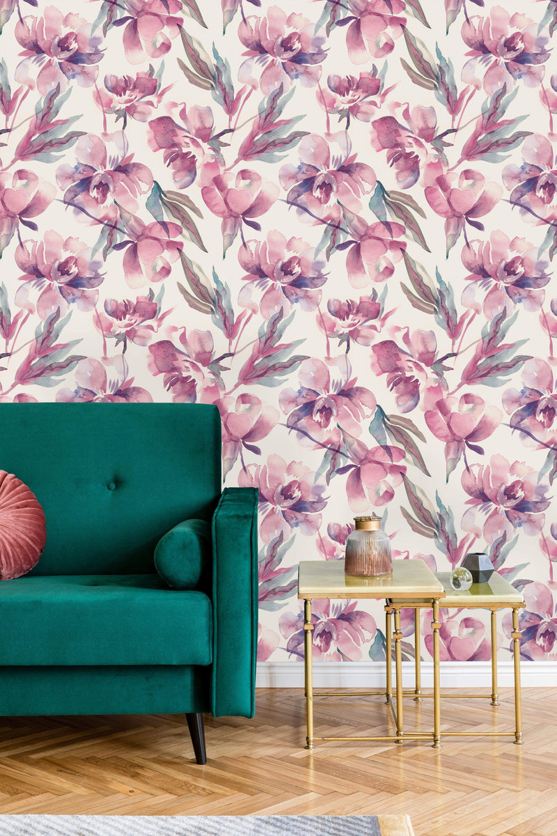 Blush Pink Watercolor Peony Wallpaper