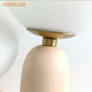 Blush pink & white glass ball led table lamp for bedroom