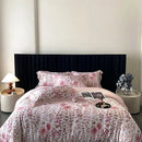 Blush rose eucalyptus fiber flowers bedding set bedroom satin soft