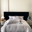 Blush rose eucalyptus fiber flowers bedding set bedroom satin soft