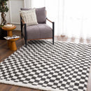 Kieu Black & White Checkered Shag Rug