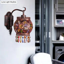 Bohemia weathered copper lantern wall sconce bedroom led crystal lamp