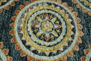 Hand Tufted Blue, Rust and Moss Gold Colorful Wool Area Rug