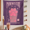 Bohemian beige and pink cat paws tarot tapestry bedroom wall decor