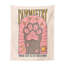 Bohemian beige and pink cat paws tarot tapestry bedroom wall decor