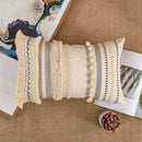 Bohemian beige cushion cover – living room tasseled throw pillow