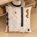 Bohemian beige striped cushion cover with tassels for living room