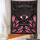 Bohemian black and pink botanical eye tapestry bedroom wall hanging