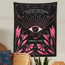 Bohemian black and pink botanical eye tapestry bedroom wall hanging