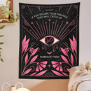 Bohemian black and pink botanical eye tapestry bedroom wall hanging