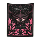 Bohemian black and pink botanical eye tapestry bedroom wall hanging
