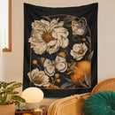 Bohemian black butterfly flower tapestry wall hanging bedroom decor