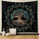 Bohemian black & white tree of life tapestry yoga mat bedroom decor