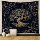Bohemian black & white tree of life tapestry yoga mat bedroom decor