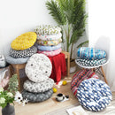 Bohemian blue green & red geometric meditation cushion pouf living room