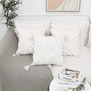 Bohemian chenille pillowcase cream tufted cushion for living room