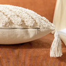 Bohemian cream geometric tassel cushion covers living room decor