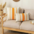 Bohemian cream & gray geometric tassel cushion cover living room