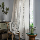 Bohemian ethnic geometry printed cream & black curtains living room