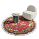 Bohemian ethnic round area rug red and gold lion bedroom decor