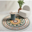 Bohemian ethnic round area rug red and gold lion bedroom decor