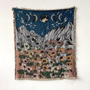 Bohemian floral celestial woven throw blanket living room fringed tapestry